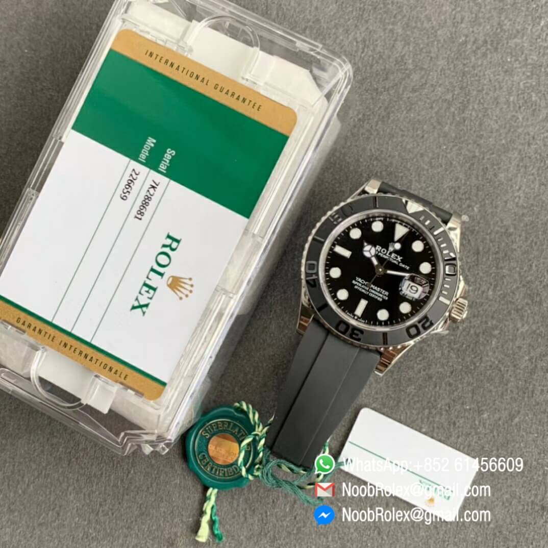 Noob Watch Time VSF Top Replica Yacht Master 42mm 226659 3D Black Ceramic Bezel Black Dial Black Rubber Strap VS3235 09