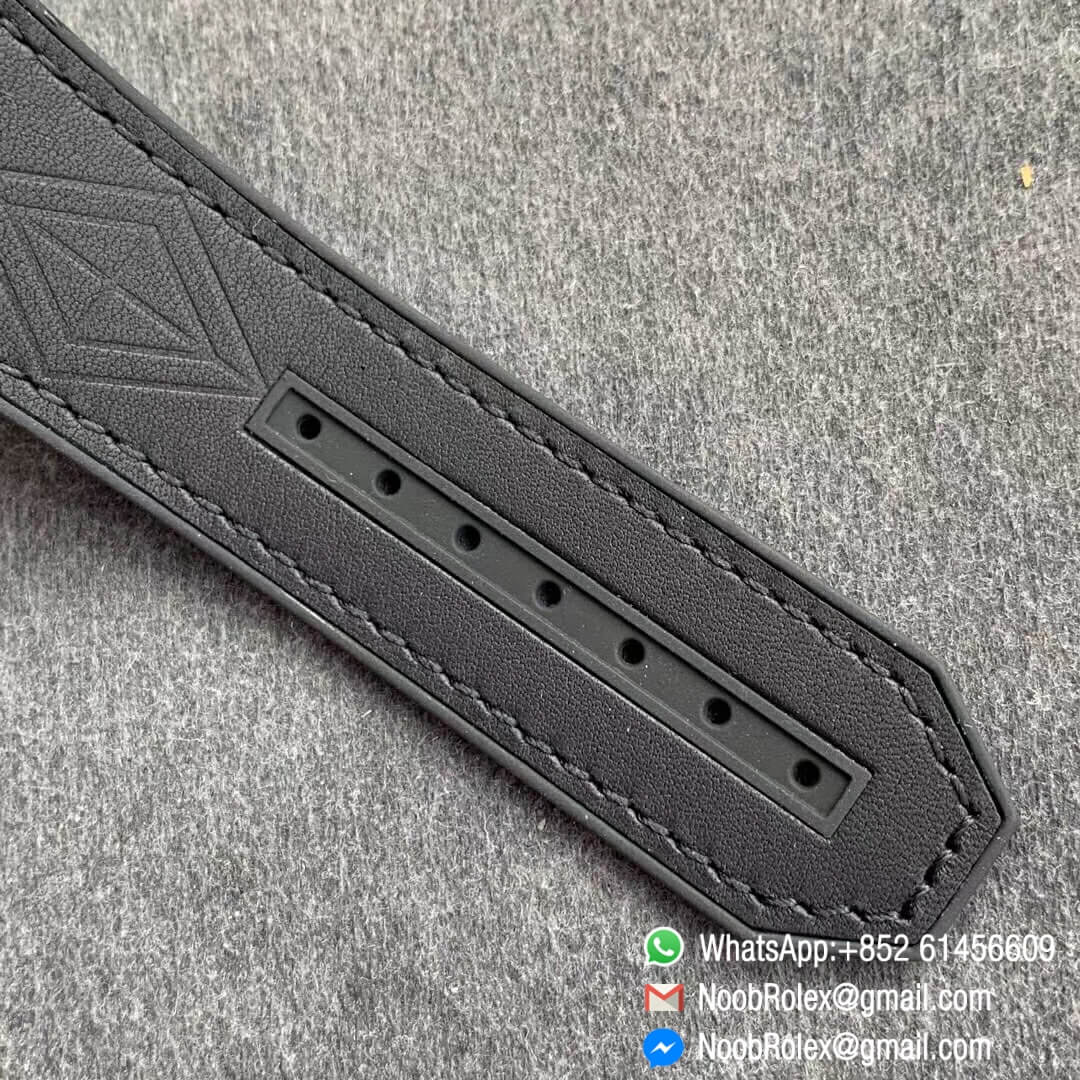 Noob Watch Time WWF Super Fake Big Bang Sang Bleu Rose Gold Plated Titanium Case Black Skeletonal Dial On Black Gummy Strap Asian HB1213 07