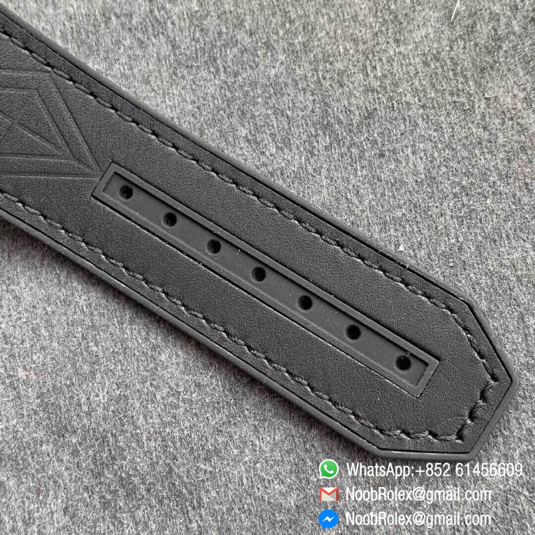 Noob Watch Time WWF Super Fake Big Bang Sang Bleu Titanium Case Black Skeletonal Dial On Blue Gummy Strap Asian HB1213 07