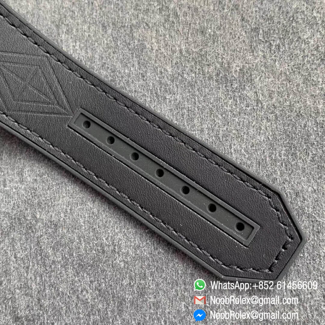 Noob Watch Time WWF Super Fake Big Bang Sang Bleu Titanium Case Black with Diamonds Bezel Skeletonal Dial On Blue Gummy Strap Asian HB1213 07