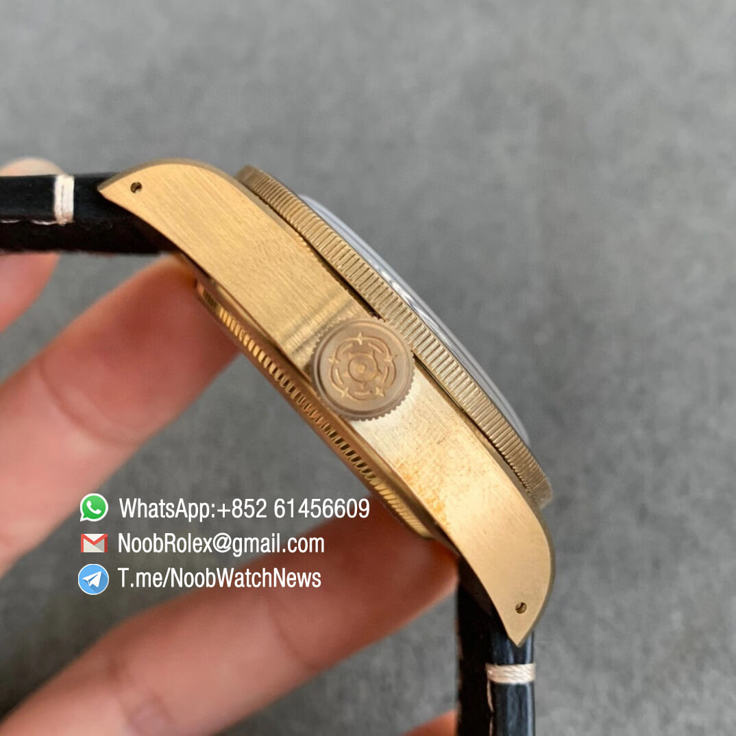 Noob Watch Time XF Superclone Tudor Heritage Black Bay Bronze Case Gray Dial Gray Leather Strap A5612 V3 04