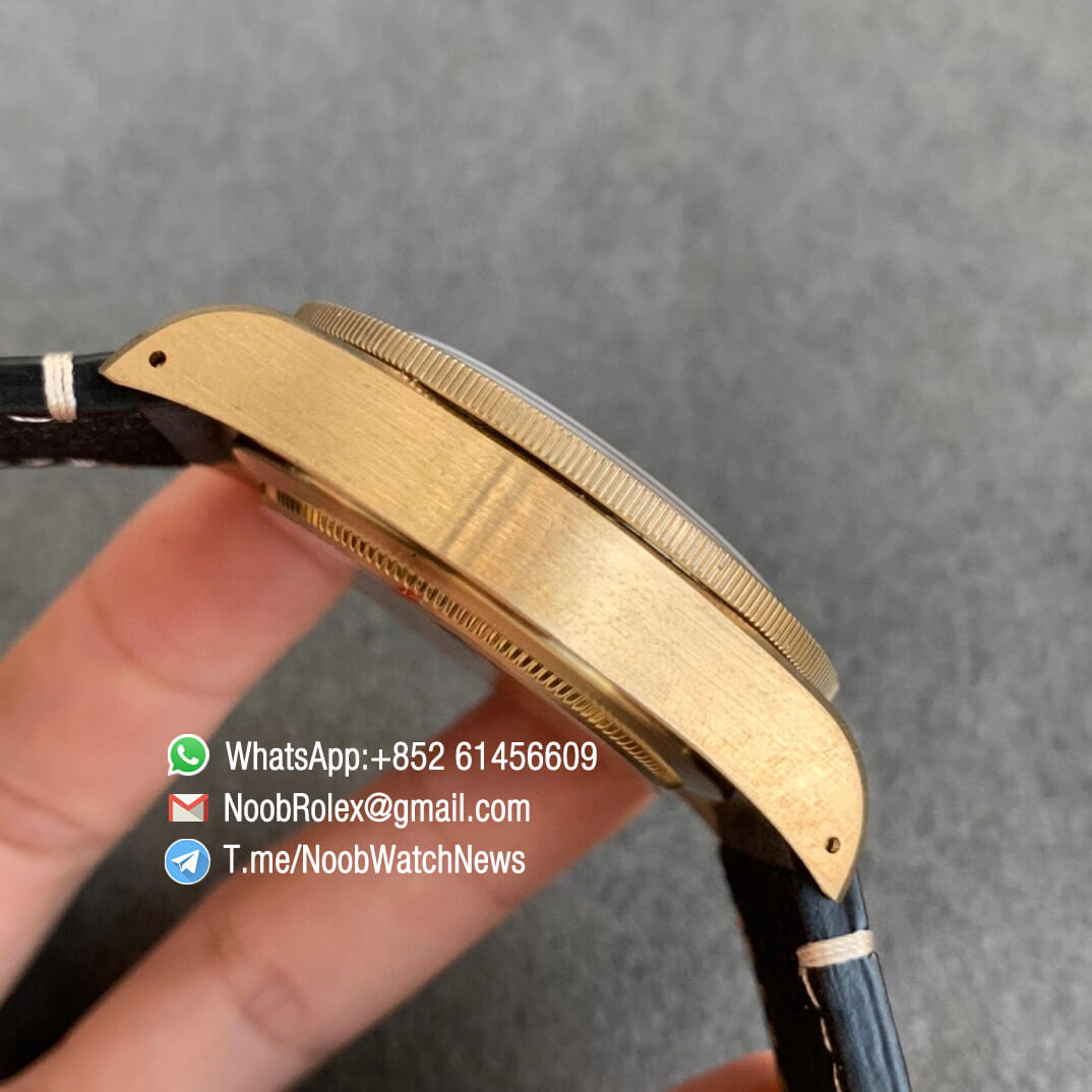 Noob Watch Time XF Superclone Tudor Heritage Black Bay Bronze Case Gray Dial Gray Leather Strap A5612 V3 05