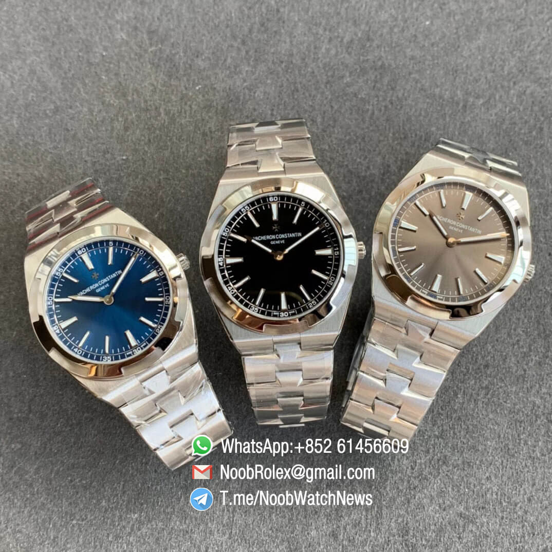 Noob Watch Time XF Superclone Vancheron Constantin Overseas Ultra Thin 2000V Steel Case Bracelet Black Dial Clone 1120 Movement 10