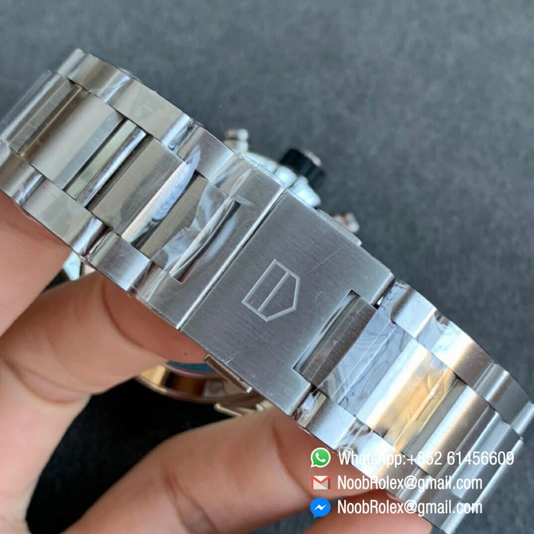 Noob Watch Time XF Top Fake Tag Heuer Carrera Heuer 01 Chrono 43mm Blue Ceramic Bezel Skeleton Dial Steel Case Bracelet A1887 06