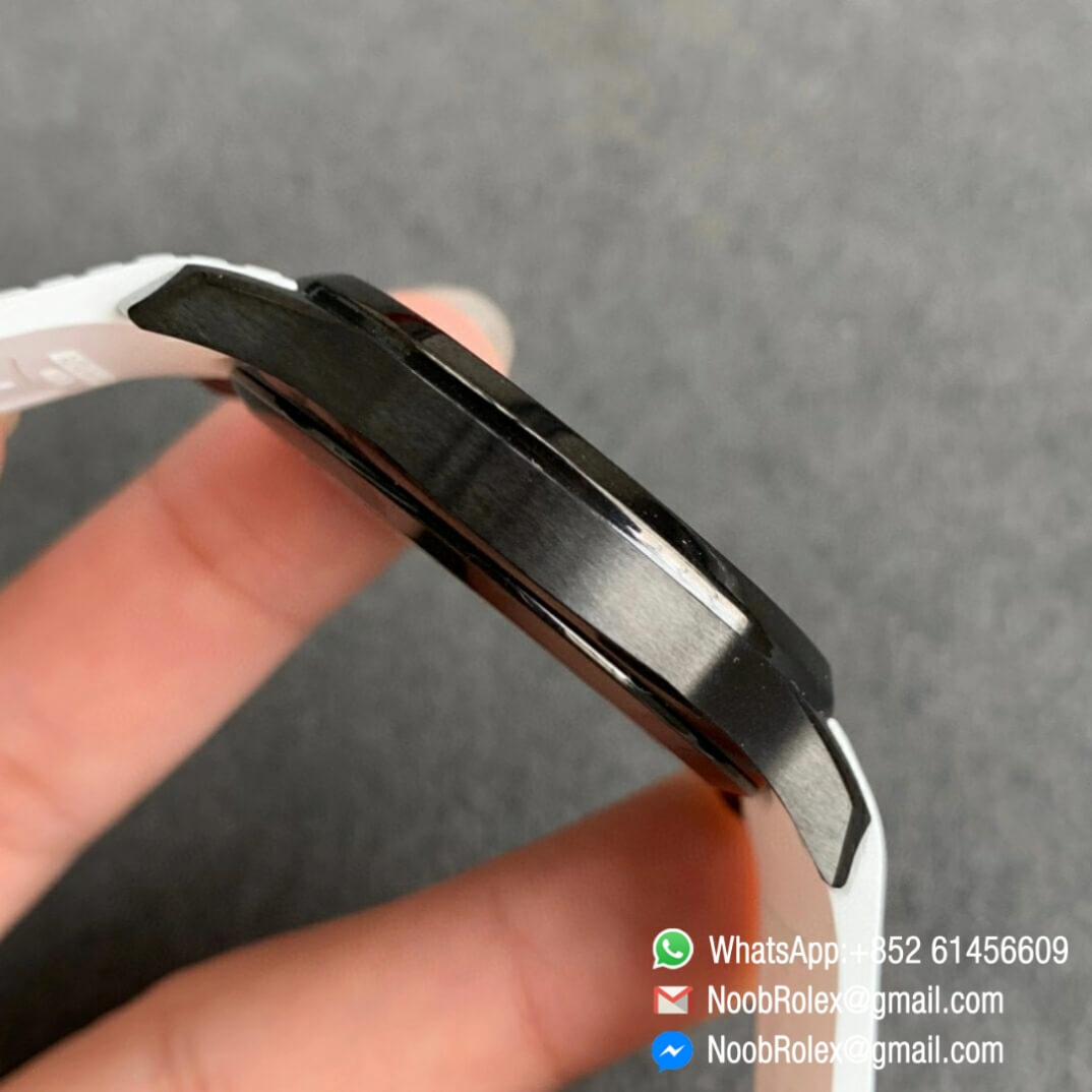 Noob Watch Time ZF High Quality Replica Patek Philippe Aquanaut Black Venom DLC Black Dial on White Rubber Strap 324CS 05