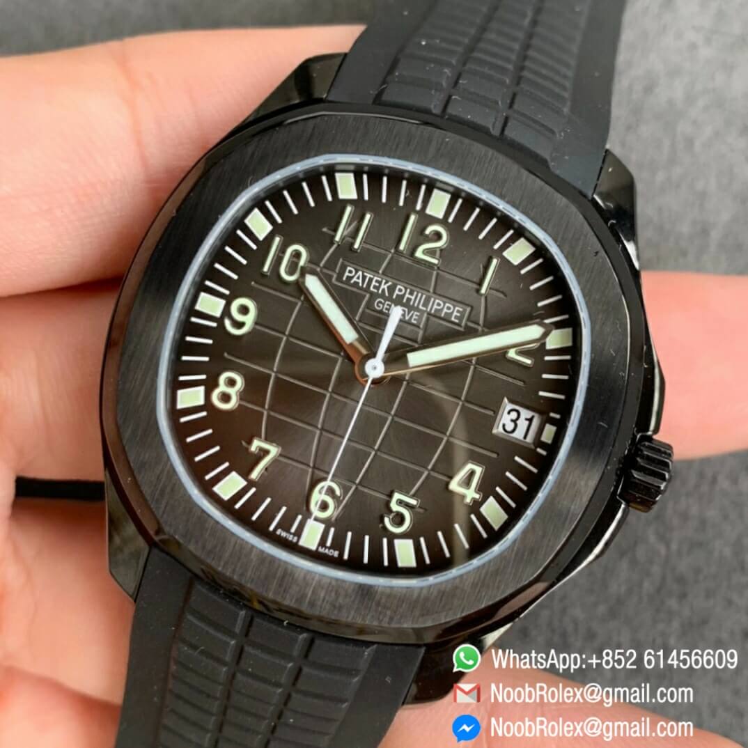 Noob Watch Time ZF Super Clone Patek Philippe Aquanaut Black Venom DLC Black Dial on Black Rubber Strap 324CS 03