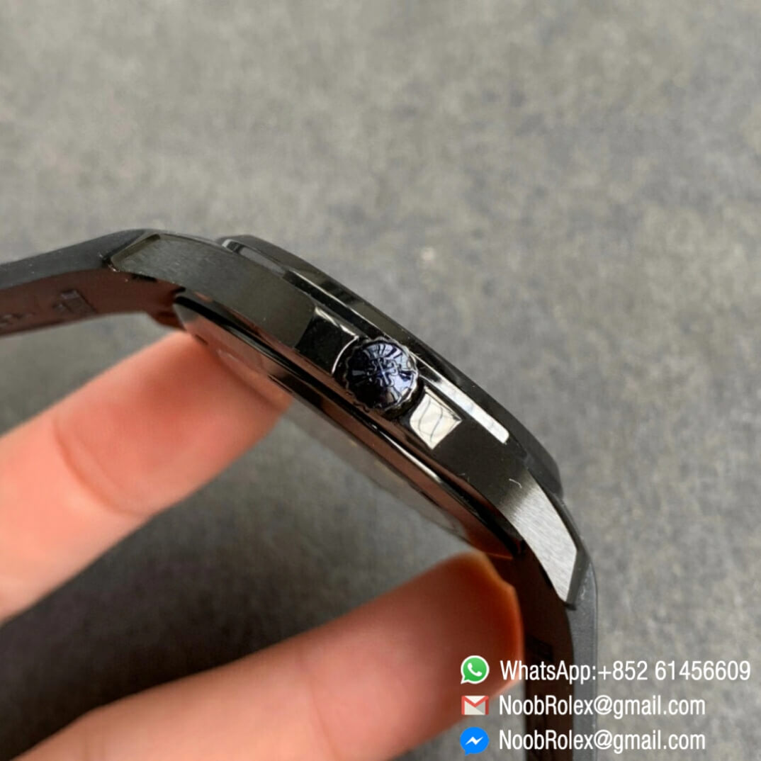 Noob Watch Time ZF Super Clone Patek Philippe Aquanaut Black Venom DLC Black Dial on Black Rubber Strap 324CS 04