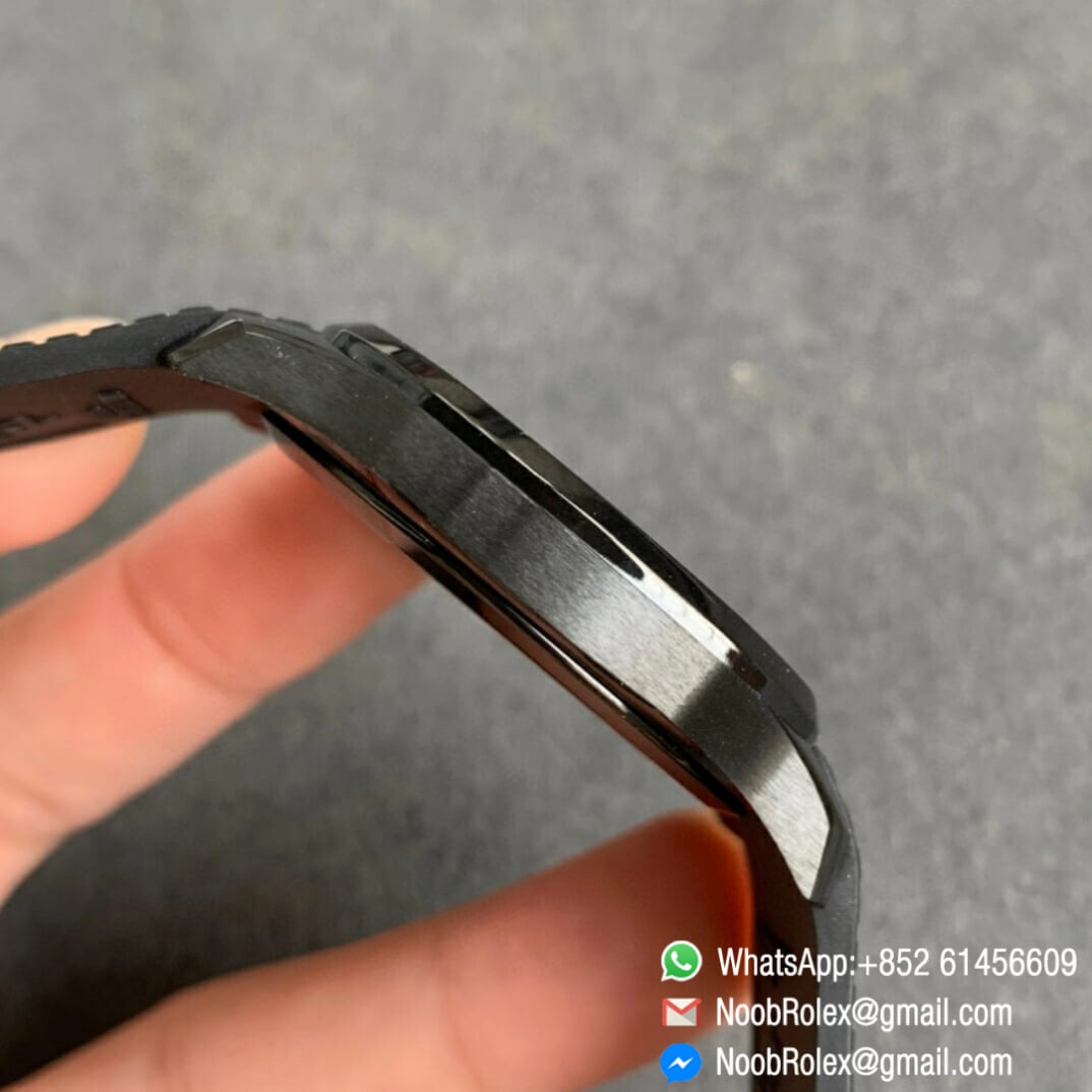 Noob Watch Time ZF Super Clone Patek Philippe Aquanaut Black Venom DLC Black Dial on Black Rubber Strap 324CS 05