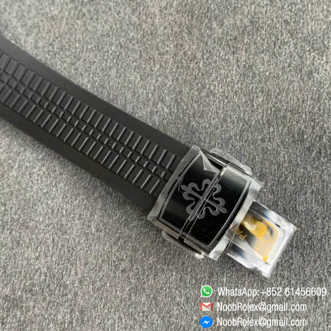 Noob Watch Time ZF Super Clone Patek Philippe Aquanaut Black Venom DLC Black Dial on Black Rubber Strap 324CS 06