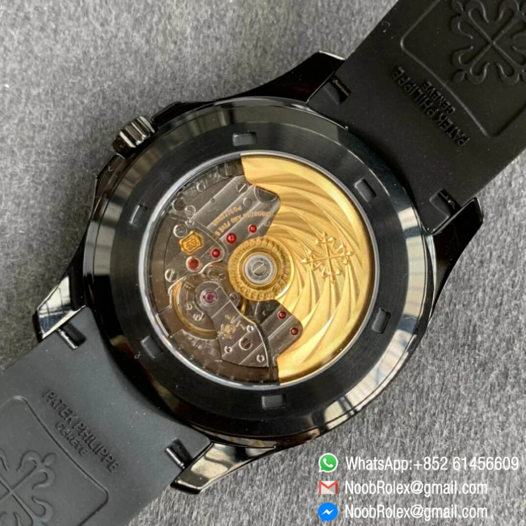 Noob Watch Time ZF Super Clone Patek Philippe Aquanaut Black Venom DLC Black Dial on Black Rubber Strap 324CS 08