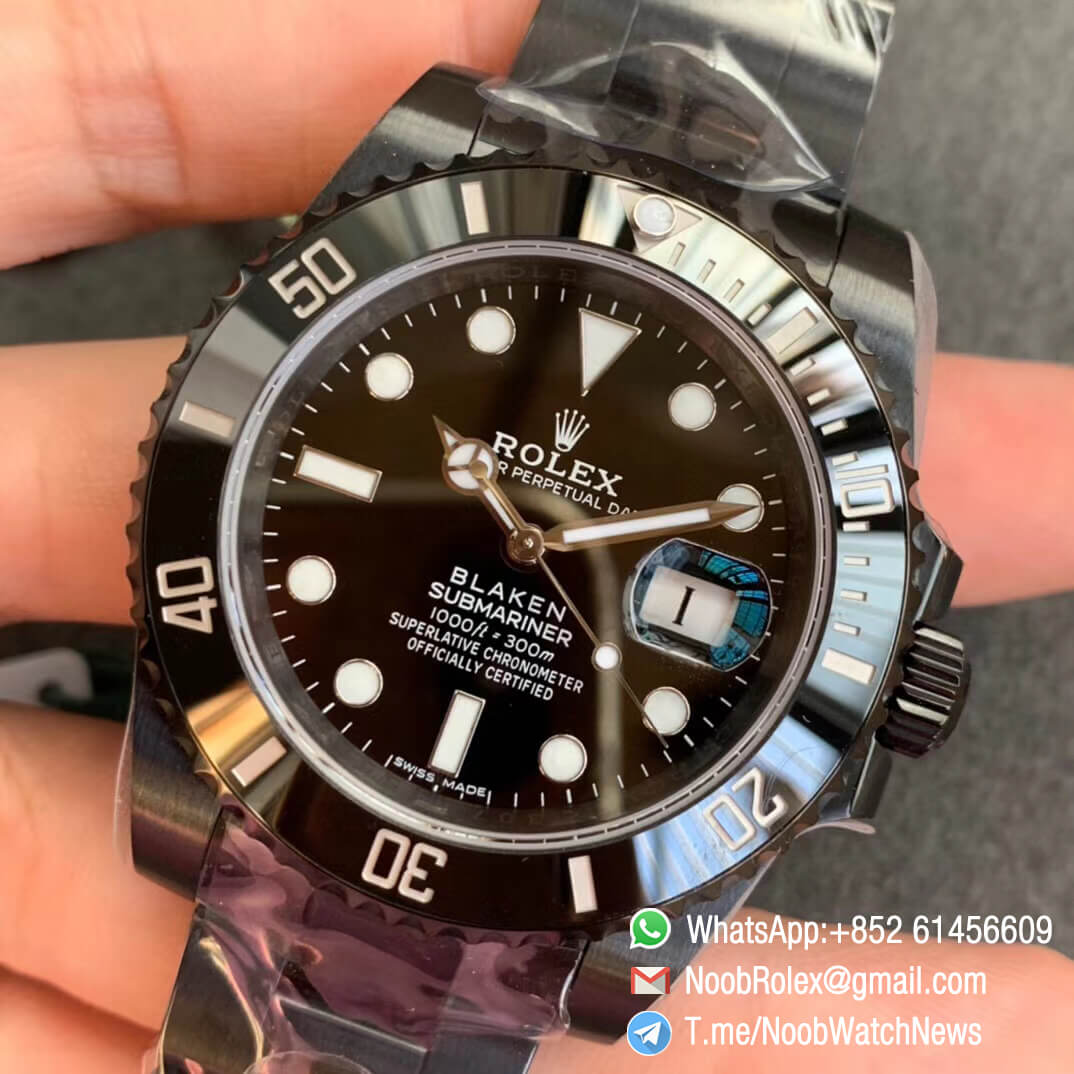 Noob WatchTime V6F Superclone Rolex Blaken Submariner Independently Customized Edition DLC Full Black 904 Steel A2824 Movement 03
