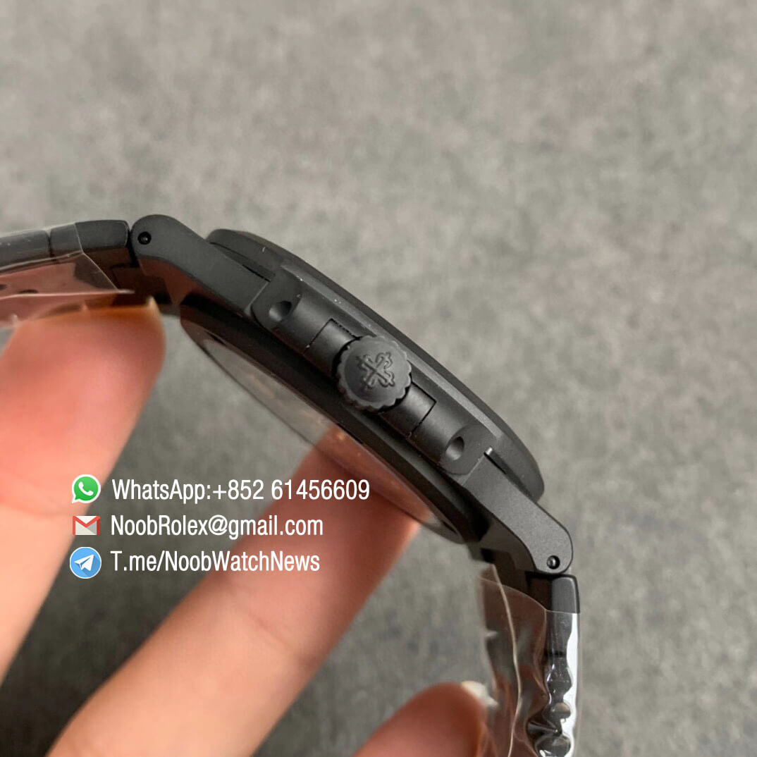 PPF Superclone Patek Philippe Nautilus 5711 PVD All Black Steel Case White Textured Dial on PVD Bracelet 324CS V4 04