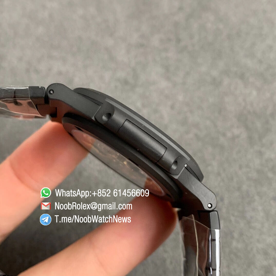 PPF Superclone Patek Philippe Nautilus 5711 PVD All Black Steel Case White Textured Dial on PVD Bracelet 324CS V4 05