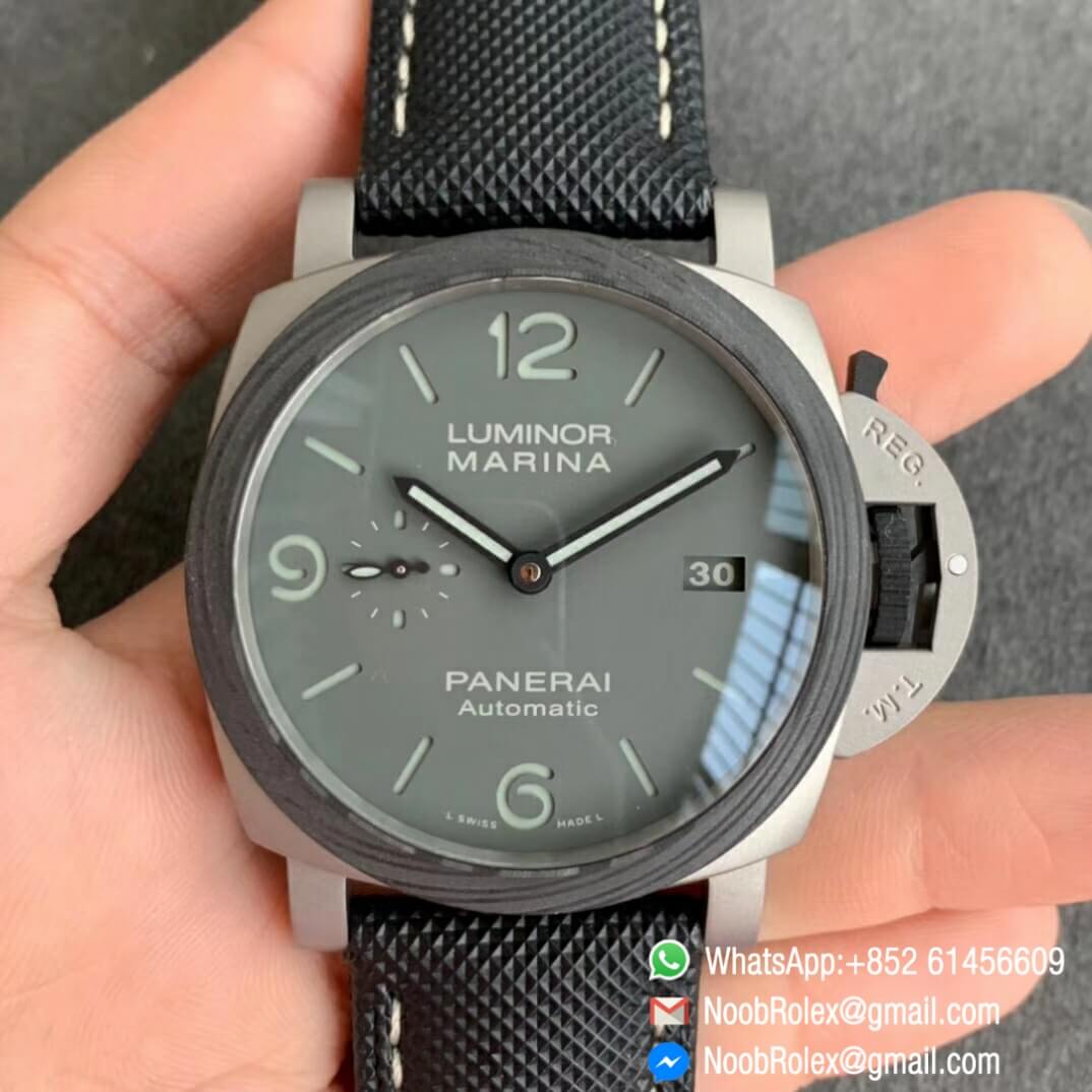 VSF Top Fake Panerai Luminor Marina PAM01662 Satin polished Ti on Black Kevlar Composite Strap P9010 Clone Movement 01