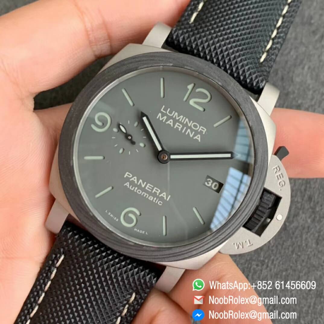 VSF Top Fake Panerai Luminor Marina PAM01662 Satin polished Ti on Black Kevlar Composite Strap P9010 Clone Movement 02