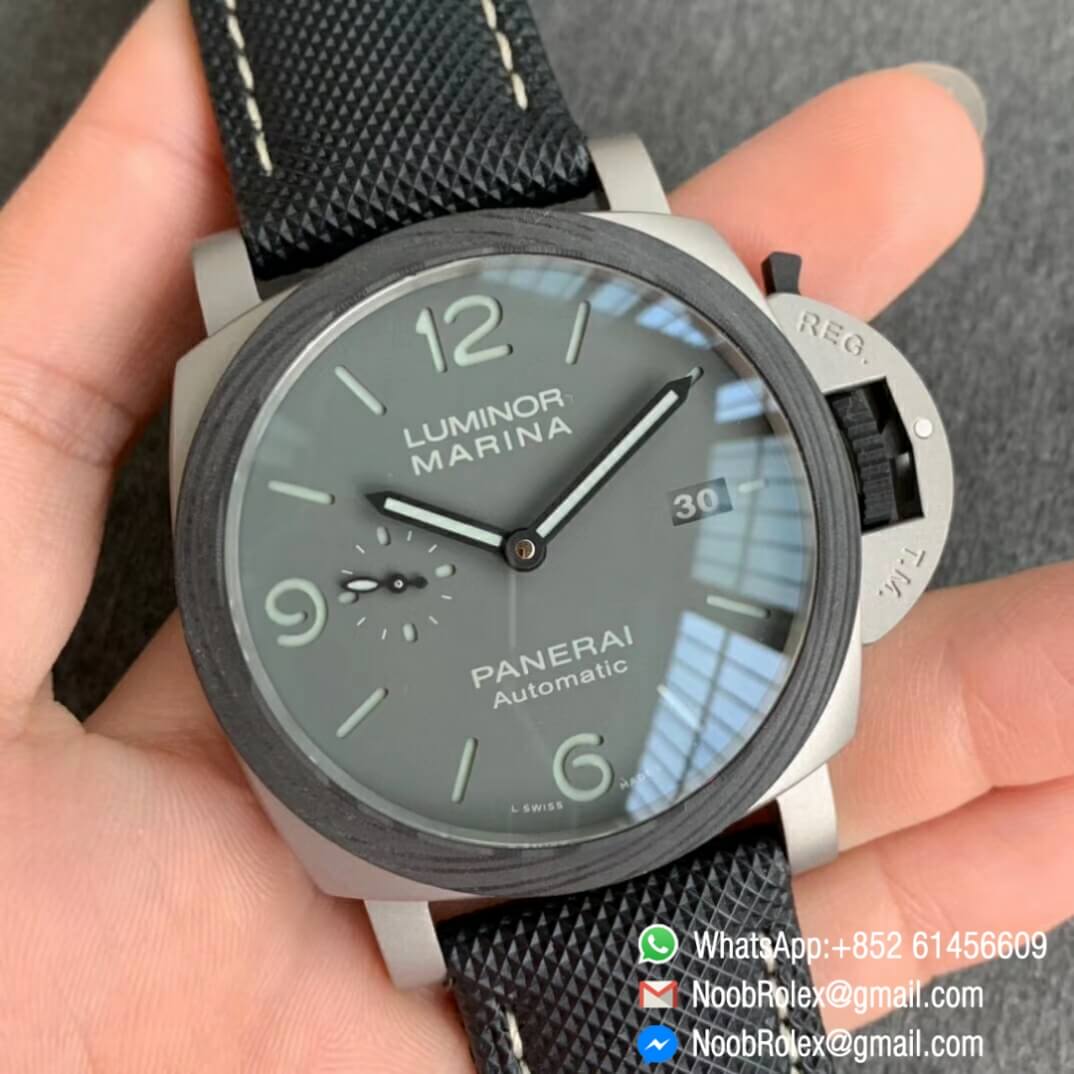 VSF Top Fake Panerai Luminor Marina PAM01662 Satin polished Ti on Black Kevlar Composite Strap P9010 Clone Movement 03