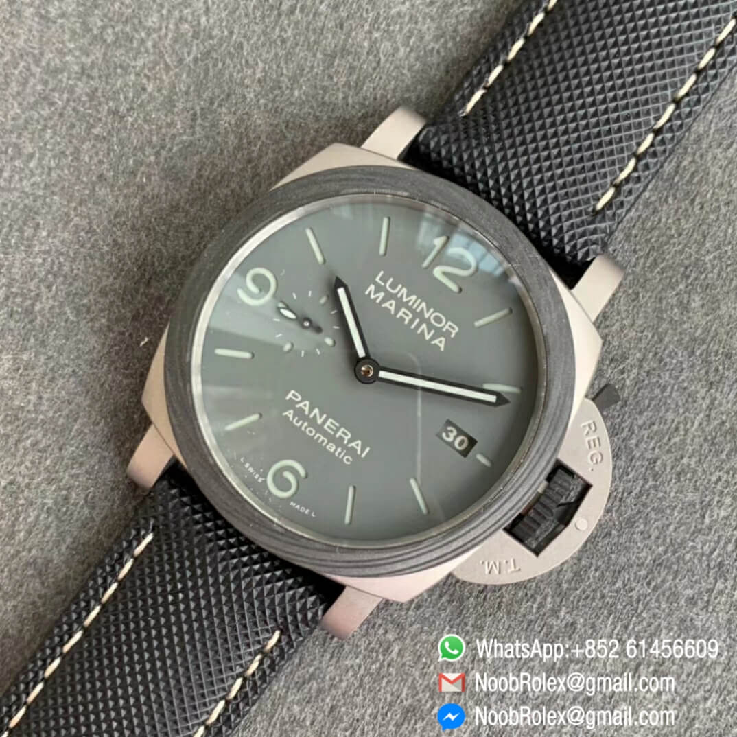 VSF Top Fake Panerai Luminor Marina PAM01662 Satin polished Ti on Black Kevlar Composite Strap P9010 Clone Movement 10