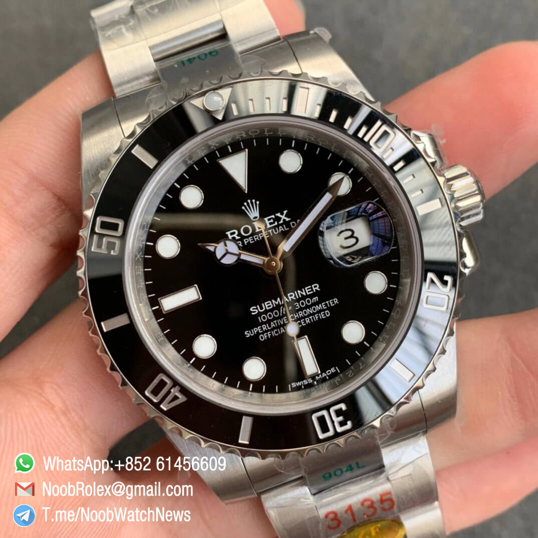 ZF Superclone Rolex Submariner 116610LN 904L Steel Case Oystersteel Bracelet Black Dial Black Ceramic Bezel SA3135 Calibre Free Box Card 02