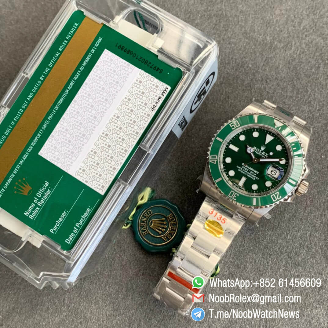 ZF Superclone Rolex Submariner 116610LV 904L Steel Case Oystersteel Bracelet Green Dial Green Ceramic Bezel SA3135 Calibre Free Box Card 09