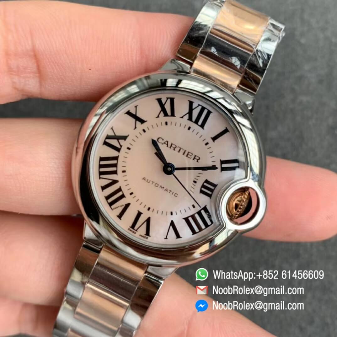 Balon Bleu Ladies 33mm Steel Case MOP Dial Two Tone Rose Gold Steel Bracelet V6F V7 Jap NH05 03