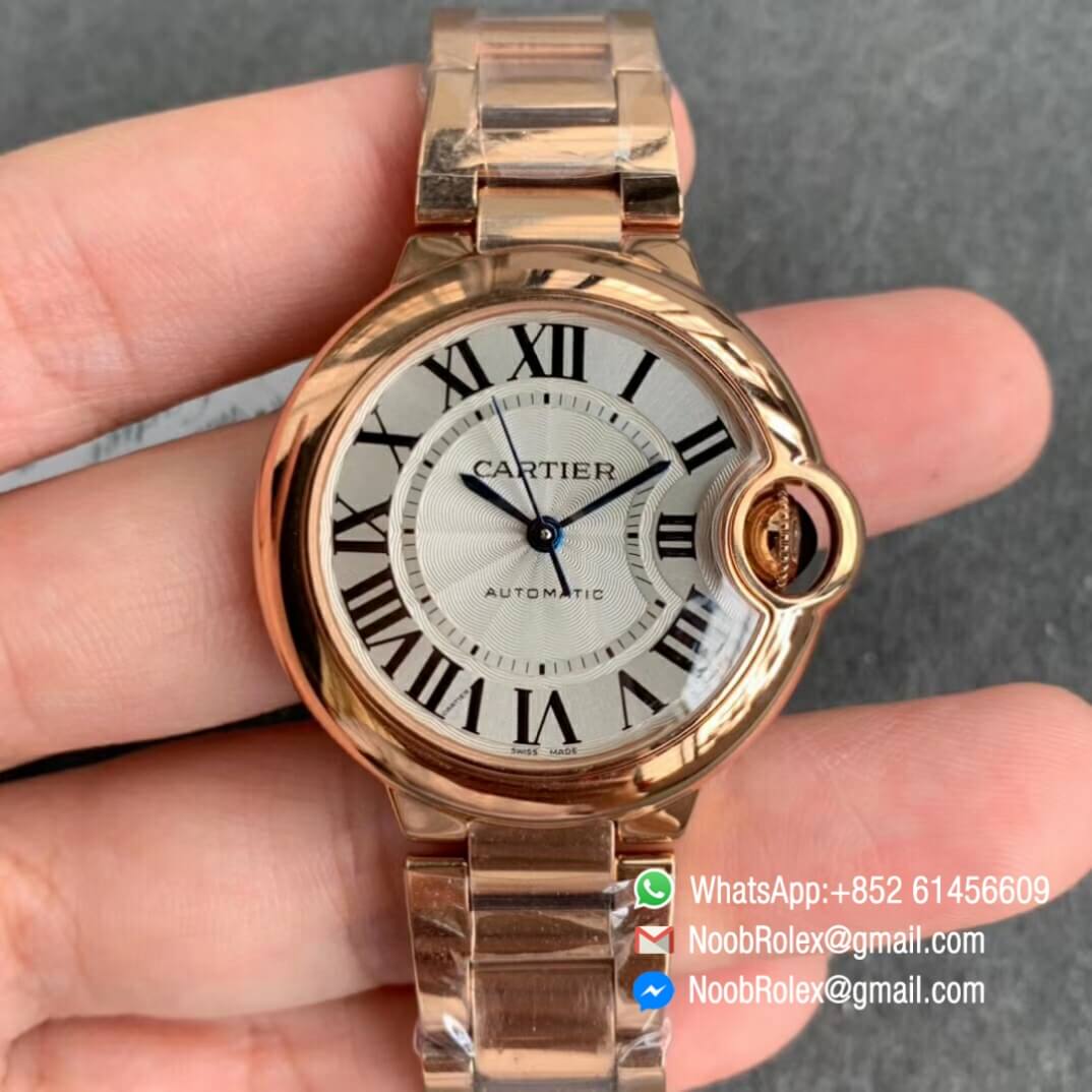 Balon Bleu Ladies Wristwatch 33mm Rose Gold Case Silver Dial Rose Gold Bracelet V6F V7 Jap NH05 01