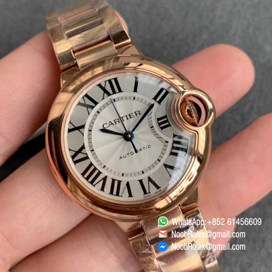 Balon Bleu Ladies Wristwatch 33mm Rose Gold Case Silver Dial Rose Gold Bracelet V6F V7 Jap NH05 02