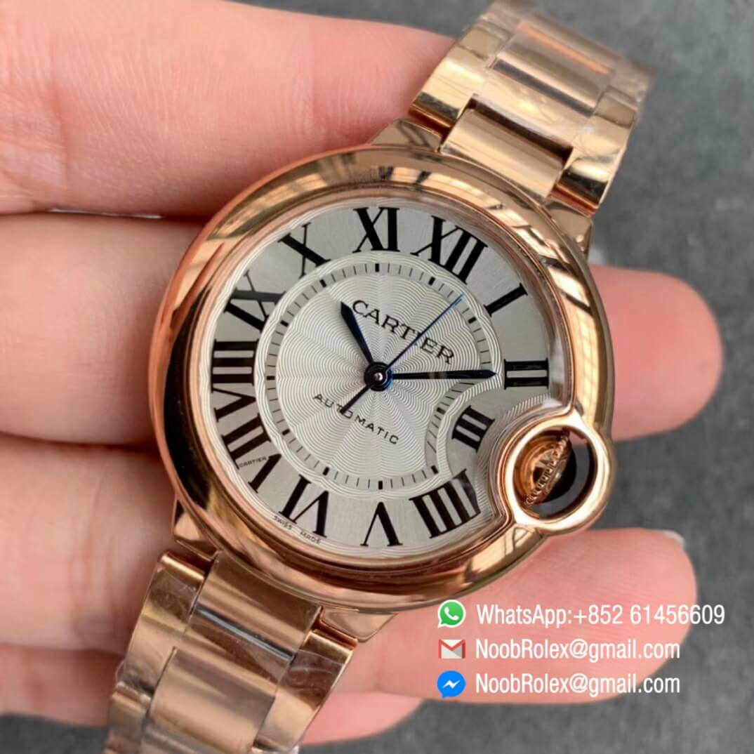 Balon Bleu Ladies Wristwatch 33mm Rose Gold Case Silver Dial Rose Gold Bracelet V6F V7 Jap NH05 03