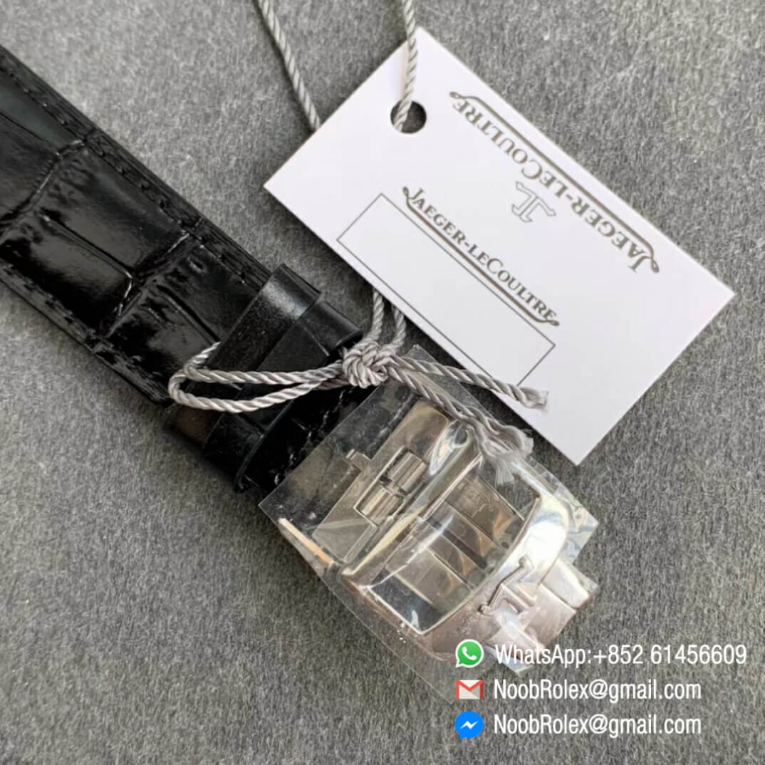 FKF Super Clone Watch Jaeger LeCoultre Master Ultra Thin Date Blue Dial on Black Leather Strap A898 06