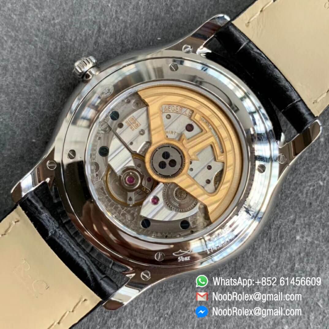 FKF Super Clone Watch Jaeger LeCoultre Master Ultra Thin Date Blue Dial on Black Leather Strap A898 08