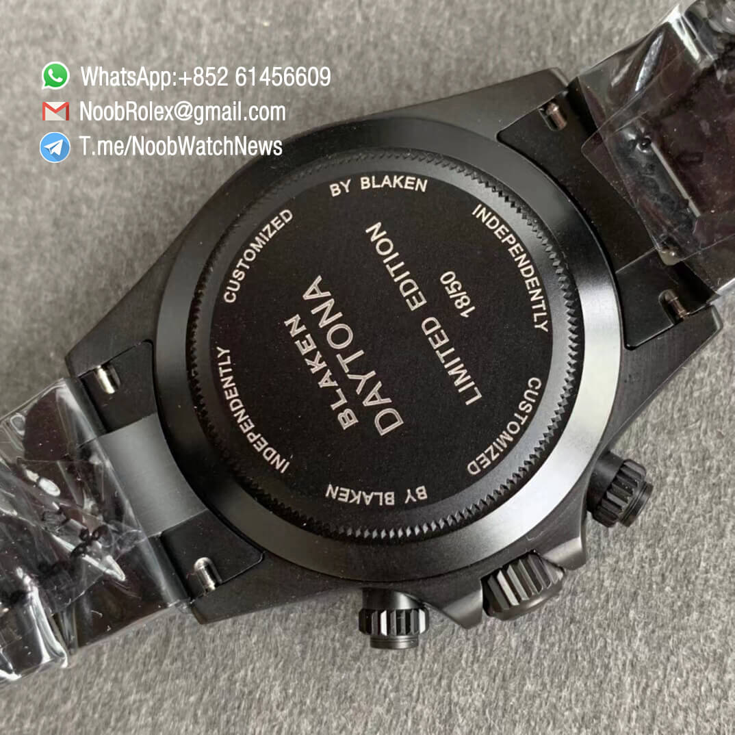 IPKF Blaken Daytona Limited Edition Independently Customized Full Black PVD Solid Steel Case Bracelet Black Dial Colorful Hands A4130 06