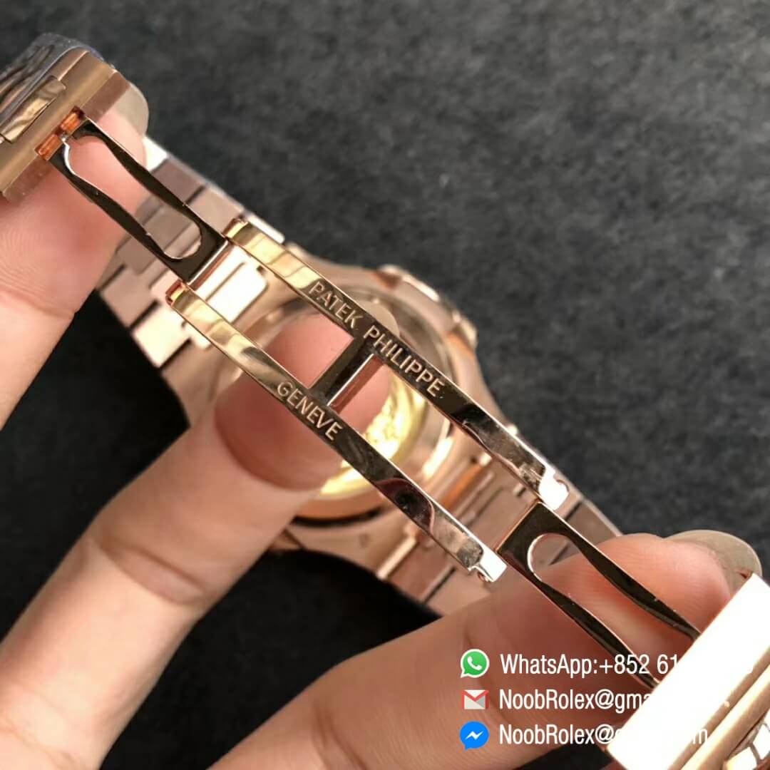 Noob Watch Time PPF V3 Best Fake Patek Philippe Nautilus 5711 Brown Dial Diamonds Bezel on Rose Gold Case Bracelet 324CS 08
