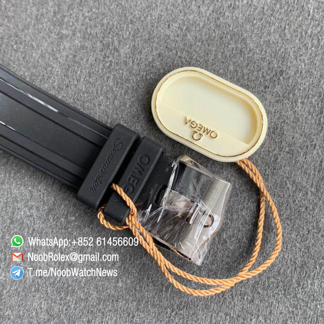 VSF SuperClone Watch Omega Seamaster Diver 300M Nekton Black Wave Textured Dial Titanium Bezel on Rubber Strap A8806 06