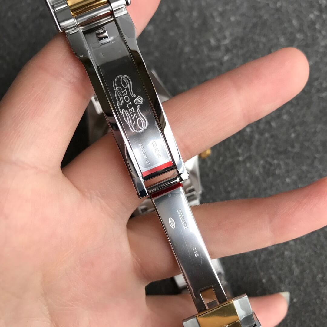 Noob Rolex Daytona 116503 Yellow Gold Case Steel and Gold Two Tone Bracelet Diamonds Marks Black Dial SA4130 V3 08