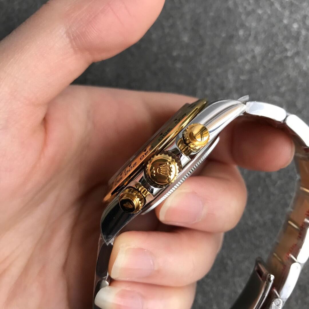 Noob Rolex Daytona 116503 Yellow Gold Case Steel and Gold Two Tone Bracelet Diamonds Marks Yellow Gold Dial SA4130 V3 04