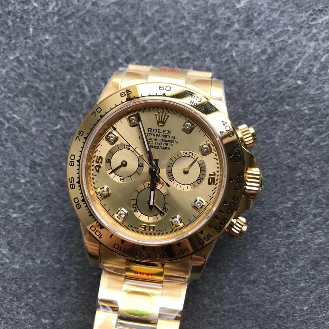 Noob Rolex Daytona 116508 Full Yellow Gold 904L Steel Case and Bracelet Diamonds Marks Yellow Gold Dial SA4130 V3 09