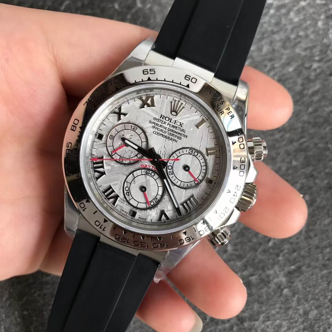 Noob Rolex Daytona 116519 Meteorite Dial 904L Stainless Steel Case on Oysterflex Rubber Strap SA4130 V4 03