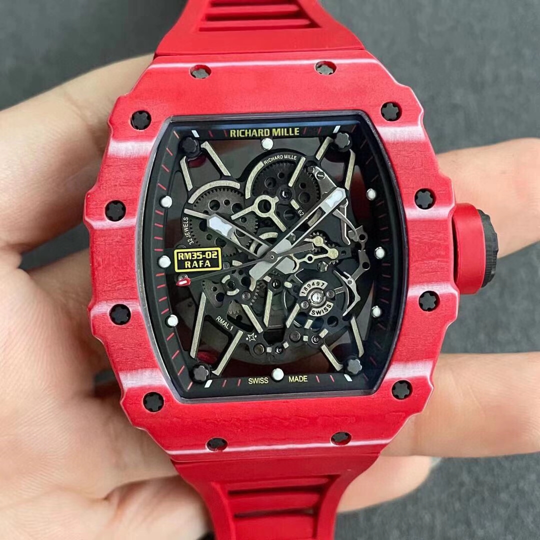 RMX Factory Richard Mille RM35 02 Rafael Nadal Red Forged Carbon Case Red Crown RMX Watch Box Limited Edition 01