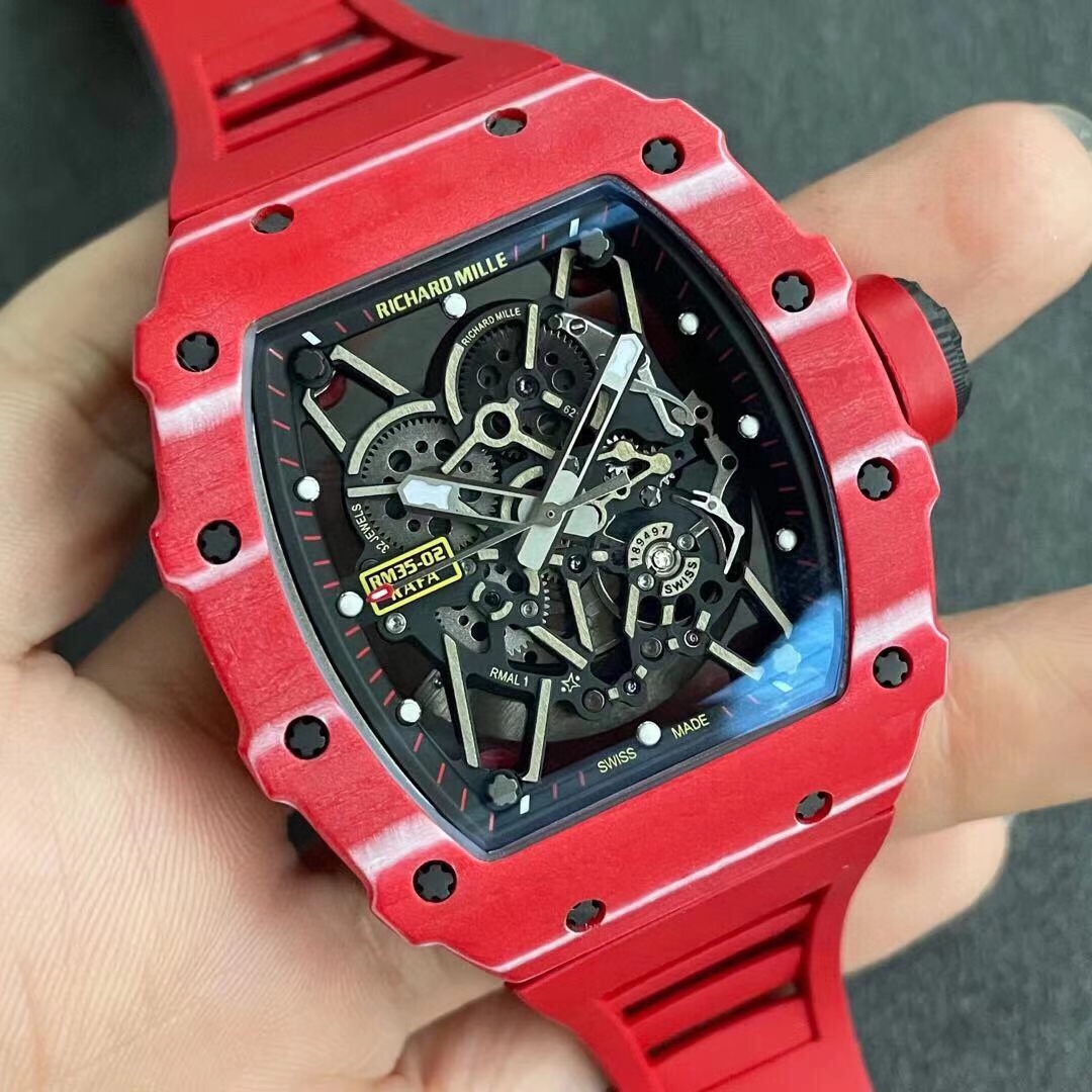 RMX Factory Richard Mille RM35 02 Rafael Nadal Red Forged Carbon Case Red Crown RMX Watch Box Limited Edition 02