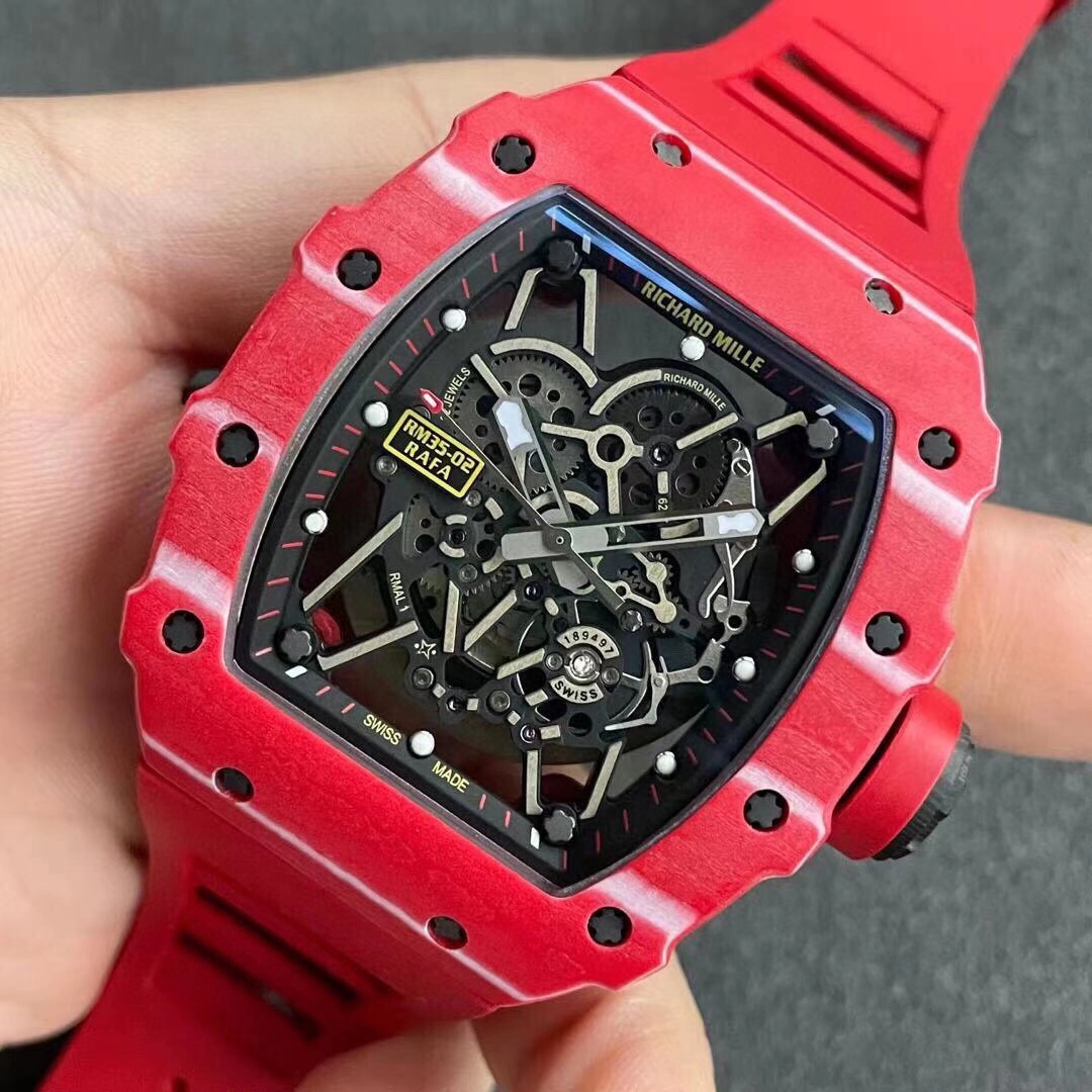 RMX Factory Richard Mille RM35 02 Rafael Nadal Red Forged Carbon Case Red Crown RMX Watch Box Limited Edition 03