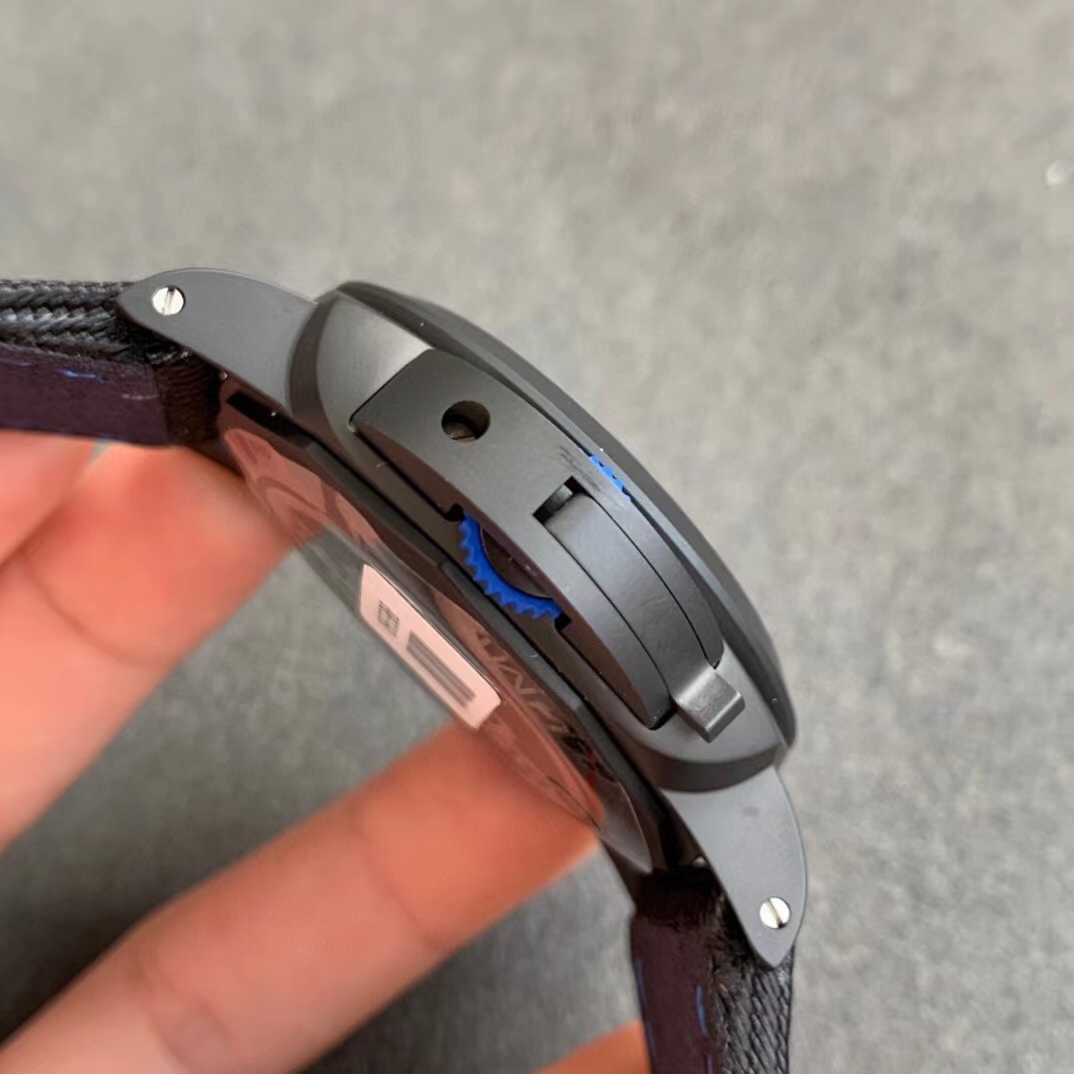 VSF Panerai PAM1176 Bucherer BLUE GMT Function Black Ceramic Case Black Dial On Blue Textile Strap Clone P9011 04