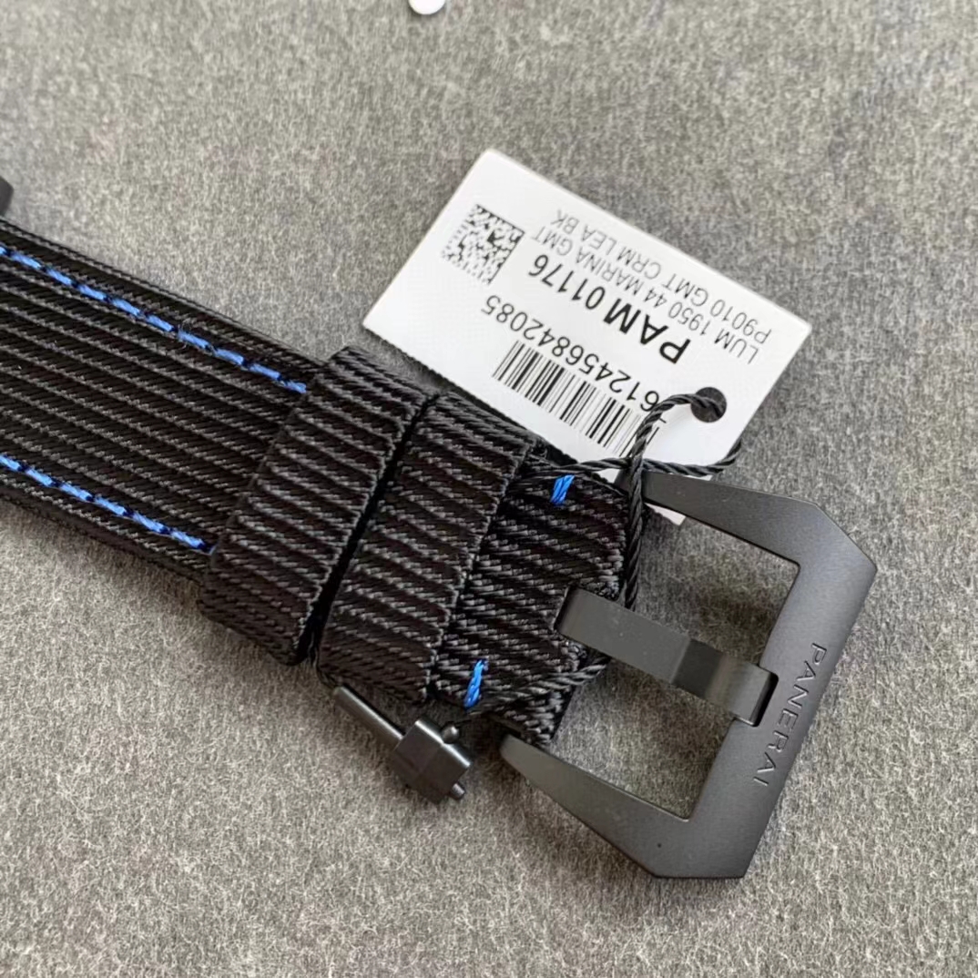 VSF Panerai PAM1176 Bucherer BLUE GMT Function Black Ceramic Case Black Dial On Blue Textile Strap Clone P9011 06