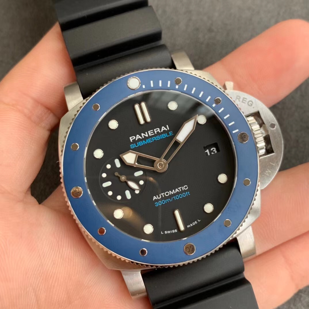 VSF Panerai PAM1209 Luminor Submersible 42mm Blue Ceramic Bezel Black Rubber Strap Clone AXXXIV Movement 02