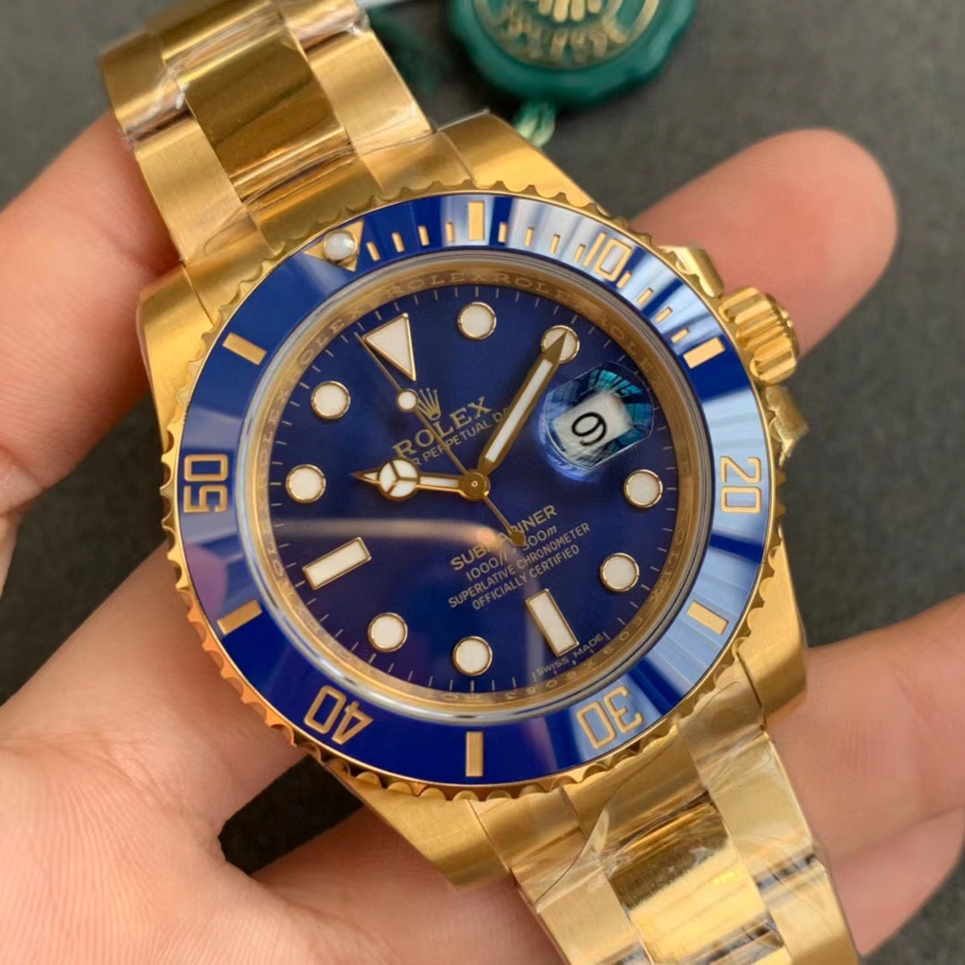 VSF Rolex Submariner 116618LB Blue Ceramic Bezel Black Dial 18K Yellow Gold Plated 904L Steel VS3135 Movement 02