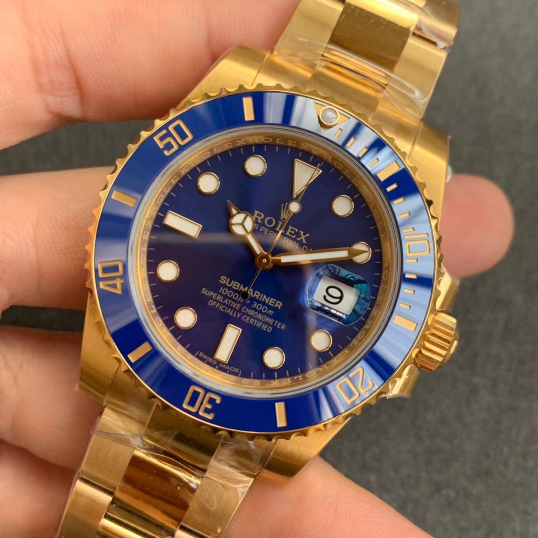 VSF Rolex Submariner 116618LB Blue Ceramic Bezel Black Dial 18K Yellow Gold Plated 904L Steel VS3135 Movement 03
