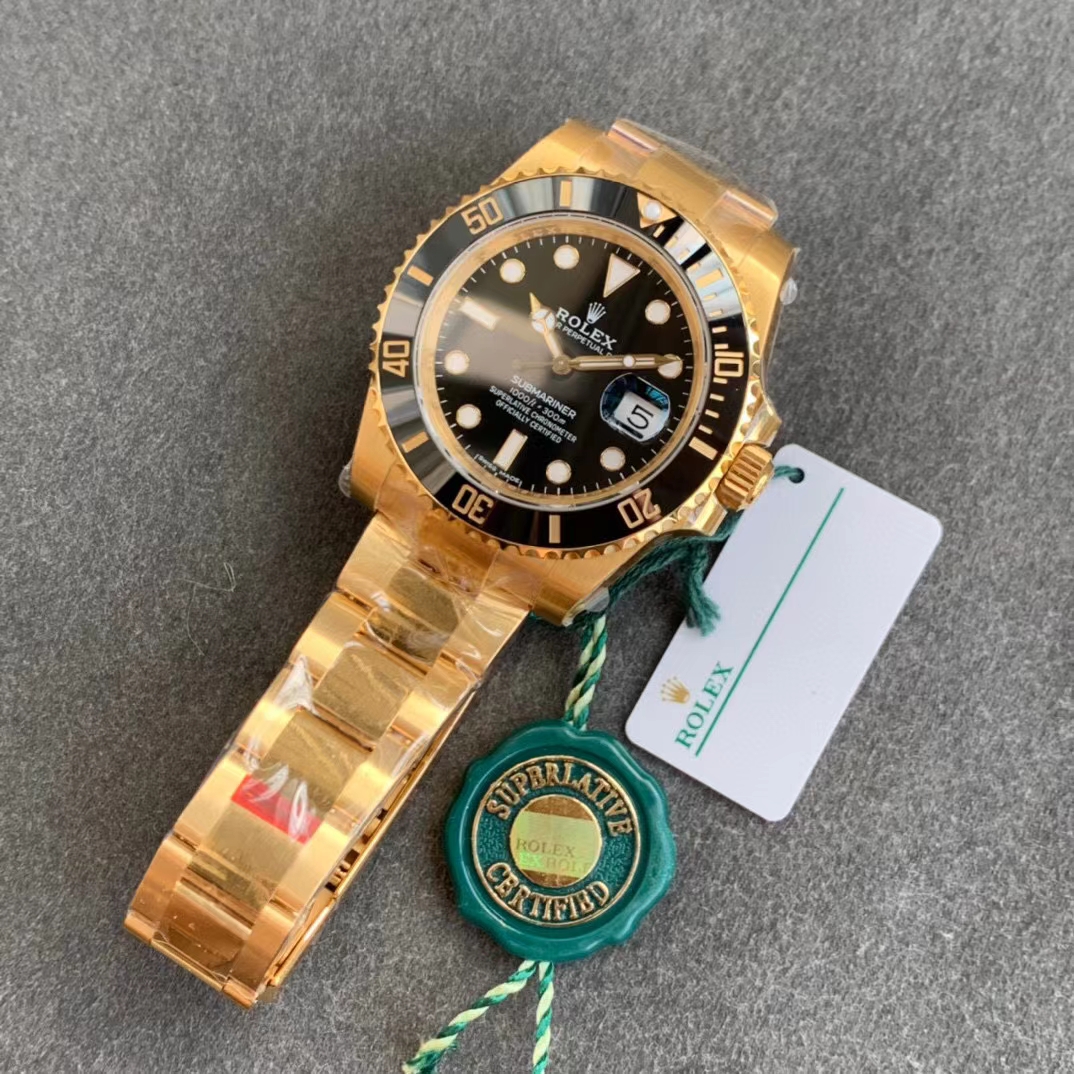 VSF Rolex Submariner 116618LN Black Ceramic Bezel Black Dial 18K Yellow Gold Plated on 904L Steel VS3135 Movement 09
