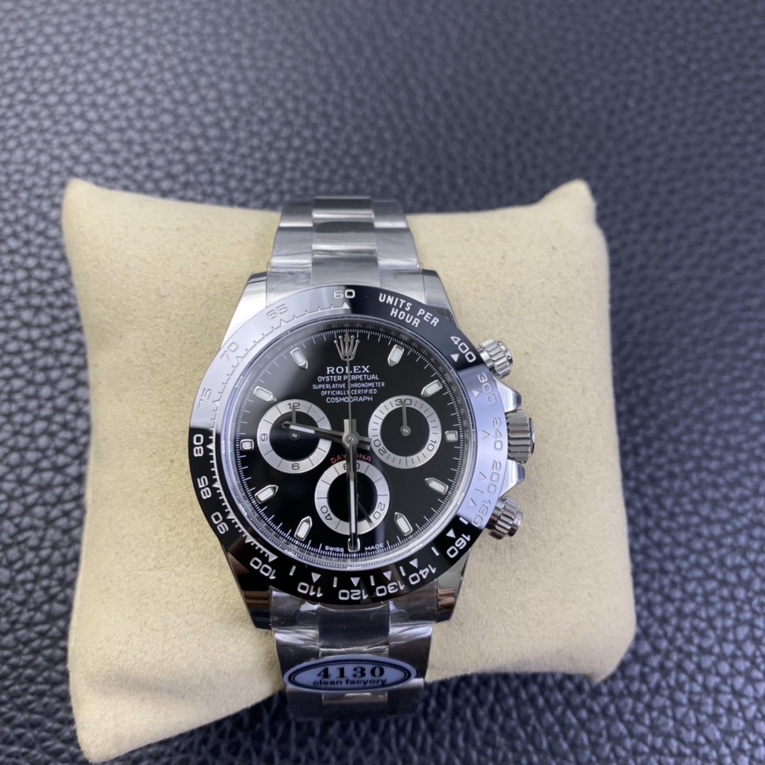 Clean Factory Top Replica Rolex Daytona 116500 904L Steel Case and Bracelet Black Dial SA4130 Movement 01