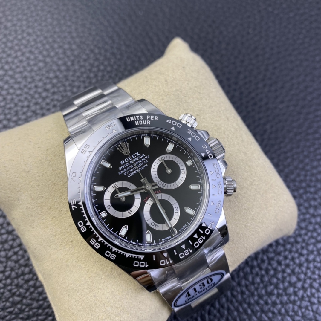 Clean Factory Top Replica Rolex Daytona 116500 904L Steel Case and Bracelet Black Dial SA4130 Movement 02