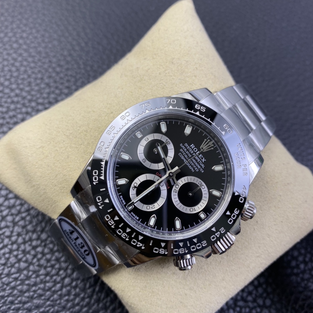 Clean Factory Top Replica Rolex Daytona 116500 904L Steel Case and Bracelet Black Dial SA4130 Movement 03