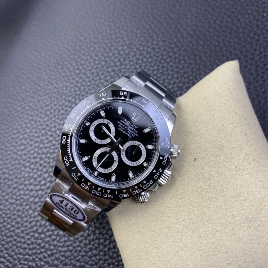 Clean Factory Top Replica Rolex Daytona 116500 904L Steel Case and Bracelet Black Dial SA4130 Movement 06