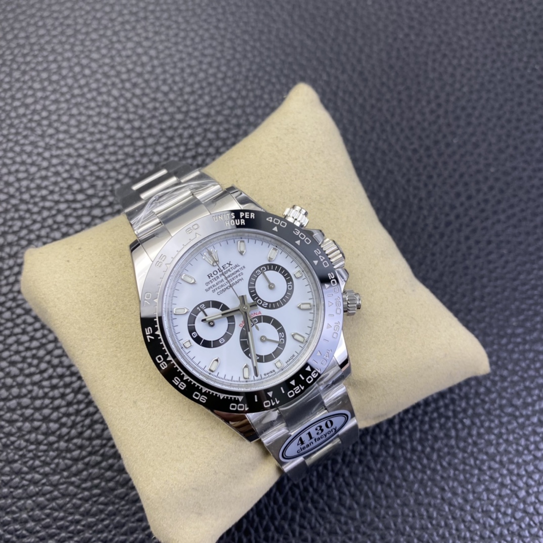 Clean Factory Top Replica Rolex Panda Daytona 116500 904L Steel Case and Bracelet White Dial SA4130 Movement 02